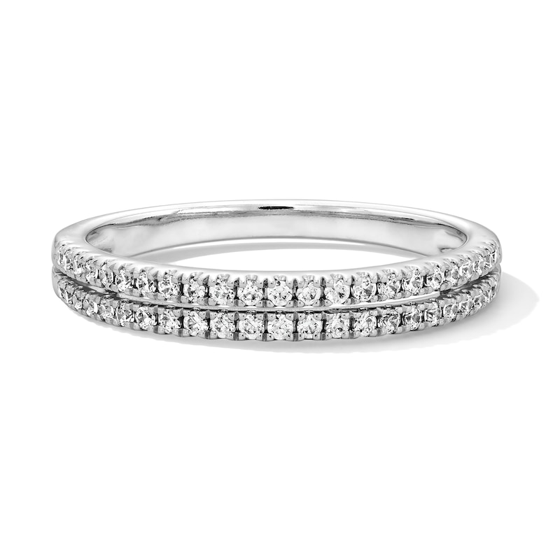 Main Image 1 of 0.25 CT. T.W. Certified Lab-Grown Diamond Double Row Band in 14K White Gold (F/VS2)