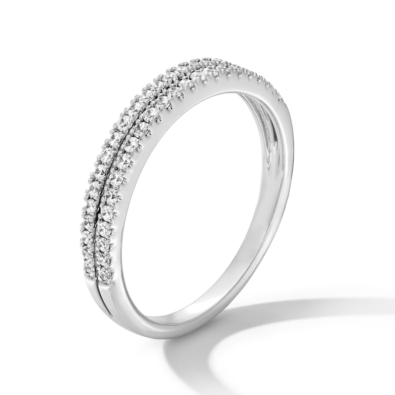 Main Image 3 of 0.25 CT. T.W. Certified Lab-Grown Diamond Double Row Band in 14K White Gold (F/VS2)