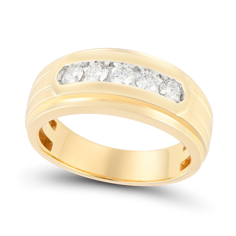0.50 CT. T.W. Certified Lab-Grown Diamond Five Stone Stepped Edge Band in 14K Gold (F/VS2)