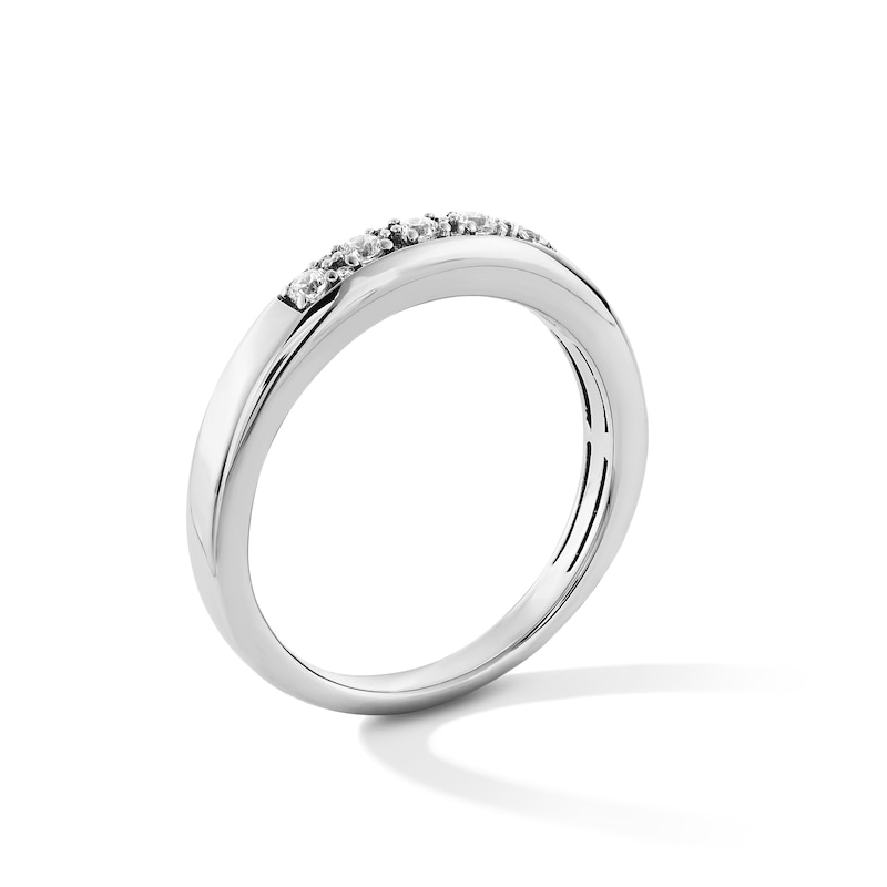 Main Image 3 of 0.25 CT. T.W. Diamond Alternating Band in Sterling Silver