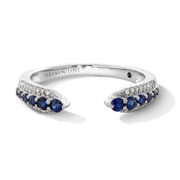 Vera Wang Love Collection Blue Sapphire and Diamond Accent Open Shank Band in 14K White Gold - Size 6.5