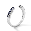 Thumbnail Image 2 of Vera Wang Love Collection Blue Sapphire and Diamond Accent Open Shank Band in 14K White Gold - Size 6.5