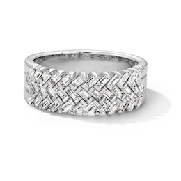 Vera Wang Love Collection 0.58 CT. T.W. Baguette-Cut Diamond Multi-Row Band in 14K White Gold