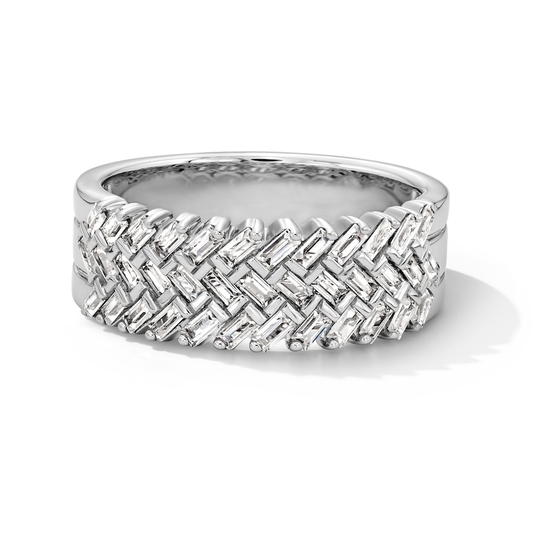 Vera Wang Love Collection 0.58 CT. T.W. Baguette-Cut Diamond Multi-Row Band in 14K White Gold