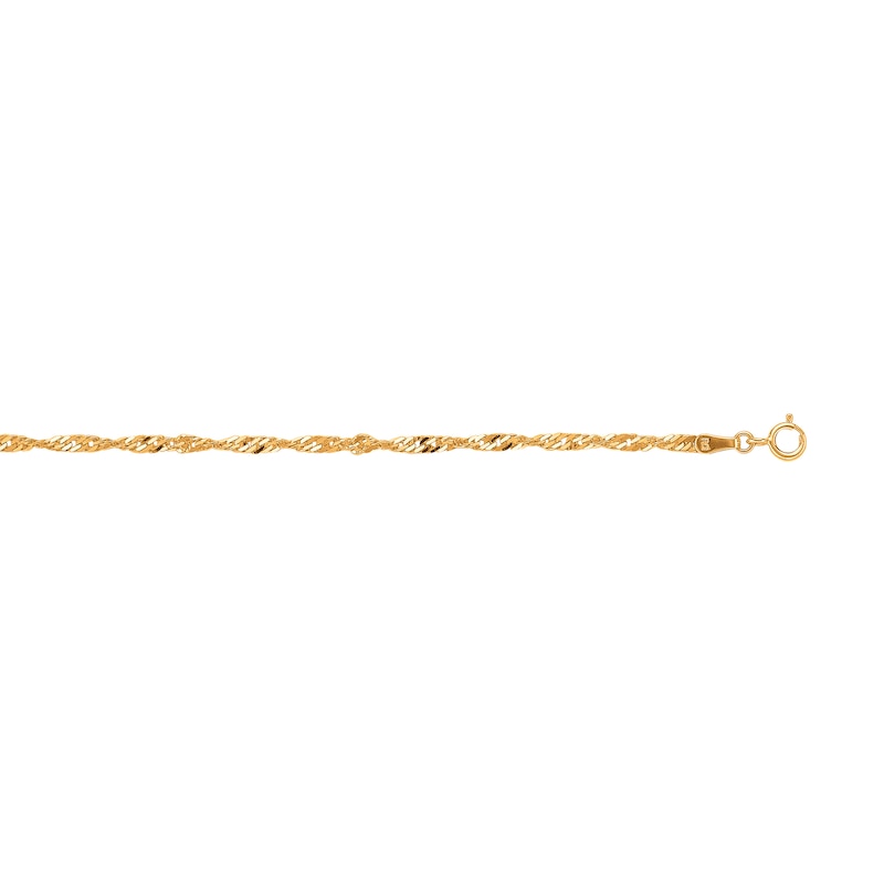2.2mm Singapore Chain Necklace in Semi-Solid 10K Gold