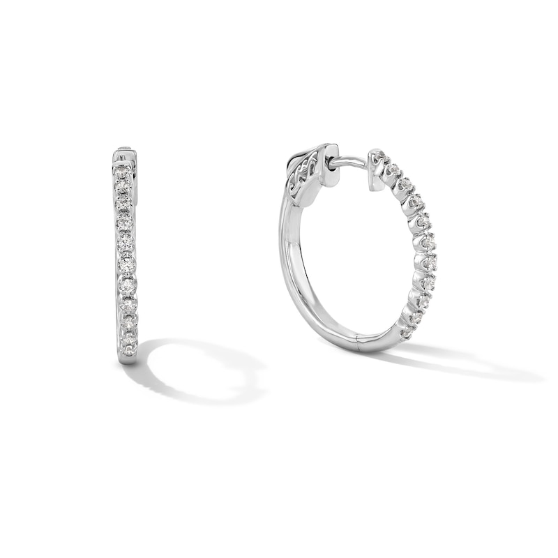 Main Image 1 of 0.25 CT. T.W. Certified Lab-Grown Diamond Hoop Earrings in Sterling Silver (F/SI2)