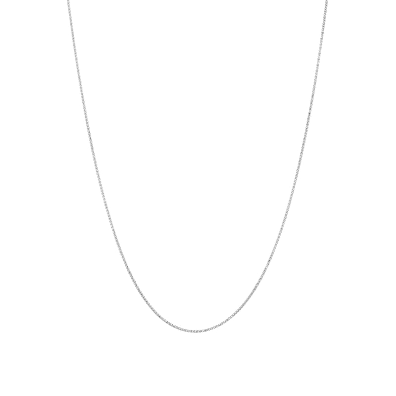 0.77mm Wheat Chain Necklace in Semi-Solid 10K White Gold - 18"