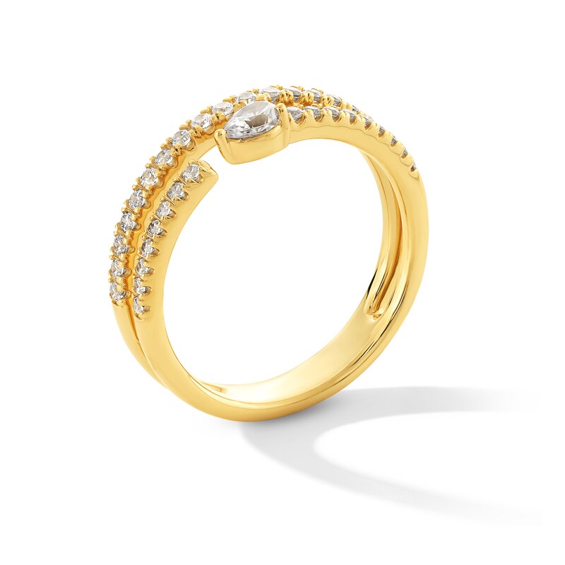Main Image 3 of 0.40 CT. T.W. Pear-Shaped and Round Certified Lab-Grown Diamond Double Row Open Band in 14K Gold (F/VS2)