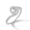 Thumbnail Image 2 of Unstoppable Love™ 0.30 CT. T.W. Certified Lab-Grown Diamond Oval Frame Bypass Ring in Sterling Silver (I/SI2)