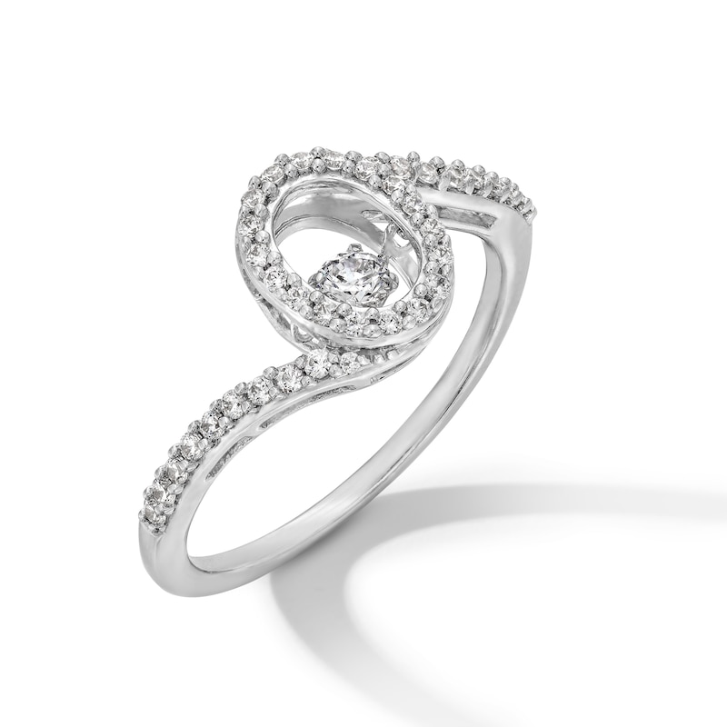 Main Image 2 of Unstoppable Love™ 0.30 CT. T.W. Certified Lab-Grown Diamond Oval Frame Bypass Ring in Sterling Silver (I/SI2)