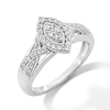 Thumbnail Image 2 of 0.33 CT. T.W. Marquise-Shaped Certified Lab-Grown Multi-Diamond Frame Crossover Promise Ring in Sterling Silver