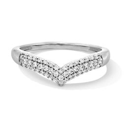 0.25 CT. T.W. Diamond Triple Row Chevron Band in 10K White Gold