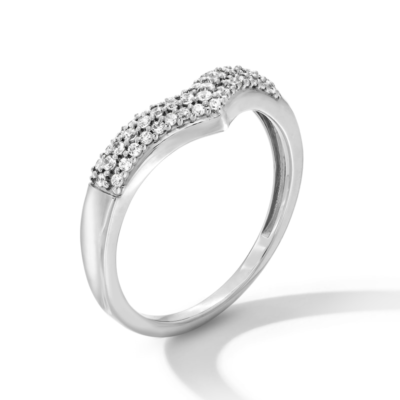 Main Image 3 of 0.25 CT. T.W. Diamond Triple Row Chevron Band in 10K White Gold