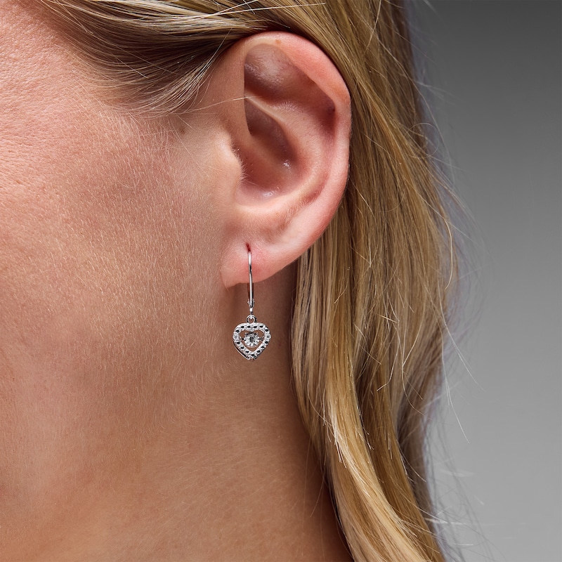 Unstoppable Love™ 0.12 CT. T.W. Certified Lab-Grown Diamond Heart Dangle Earrings in Sterling Silver (I/SI2)