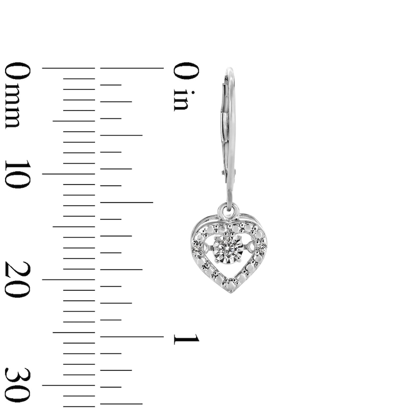 Main Image 2 of Unstoppable Love™ 0.12 CT. T.W. Certified Lab-Grown Diamond Heart Dangle Earrings in Sterling Silver (I/SI2)
