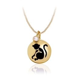 Chinese Zodiac Year of the Monkey Disc Pendant and Bezel-Set Birthstone Charm - 17”