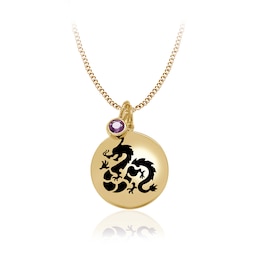 Chinese Zodiac Year of the Dragon Disc Pendant and Bezel-Set Birthstone Charm - 17” (1 Stone)