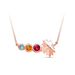 Maple Leaf Birthstone Bar Necklace – 17” (1-4 Stones)