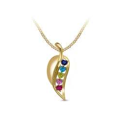Family Heart-Shaped Gemstone Leaf Pendant (1-5 Stones) – 17”