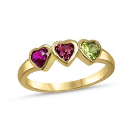 Family Bezel-Set Heart-Shaped Gemstone Ring (1 to 7 Stones)
