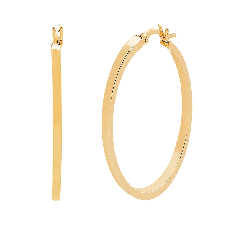 Main Image 2 of 40.0mm Square Tube Hoop Earrings in Hollow 14K Gold