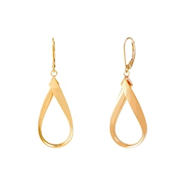 Open Teardrop Earrings in Solid 14K Gold
