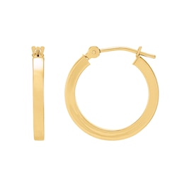 17.0mm Square Tube Hoop Earrings in Hollow 14K Gold