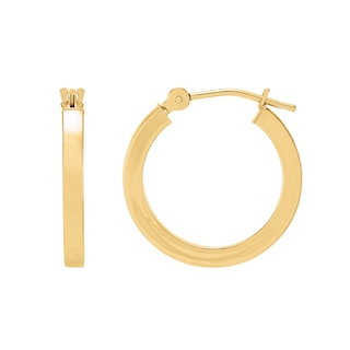 17.0mm Square Tube Hoop Earrings in Hollow 14K Gold