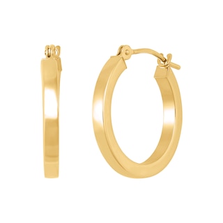 17.0mm Square Tube Hoop Earrings in Hollow 14K Gold