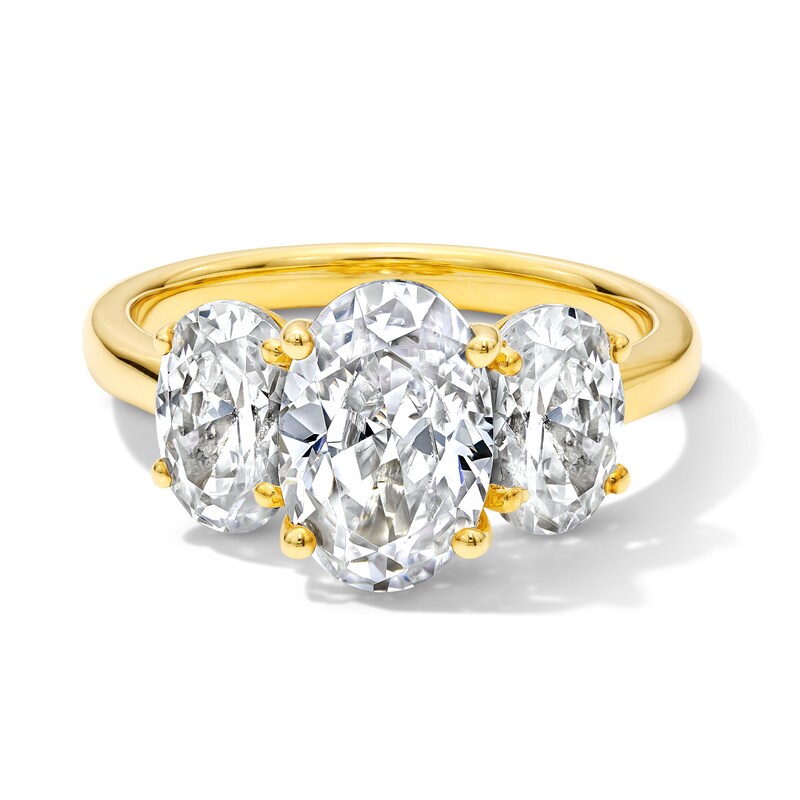 3.50 CT. T.W. Certified Oval Lab-Grown Diamond Past Present FutureÂ® Three-Stone Engagement Ring in 14K Gold (F/VS2)