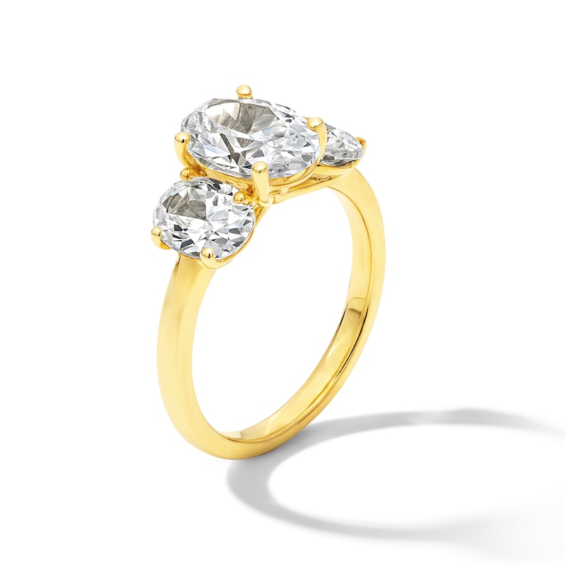 3.50 CT. T.W. Certified Oval Lab-Grown Diamond Past Present FutureÂ® Three-Stone Engagement Ring in 14K Gold (F/VS2)