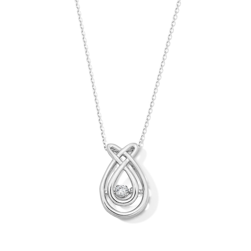Main Image 1 of Unstoppable Love™ 0.10 CT. Certified Lab-Grown Diamond Solitaire Double Teardrop Pendant in Sterling Silver (F/SI2)
