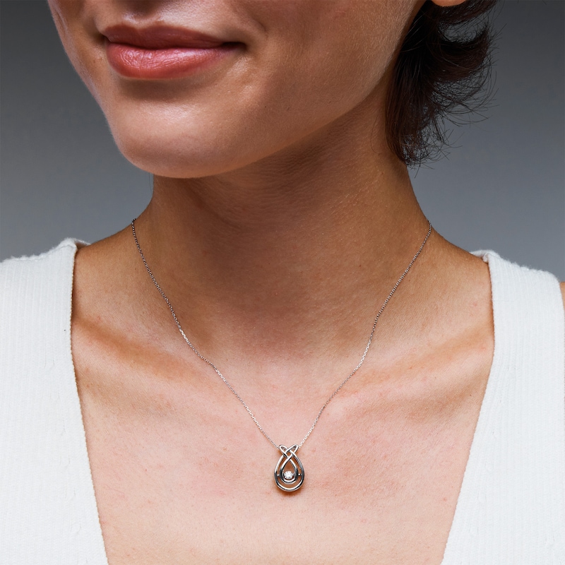 Main Image 2 of Unstoppable Love™ 0.10 CT. Certified Lab-Grown Diamond Solitaire Double Teardrop Pendant in Sterling Silver (F/SI2)