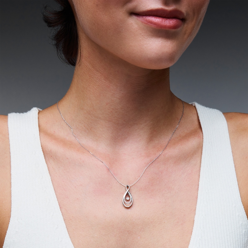 Main Image 2 of Unstoppable Love™ Certified Lab-Grown Diamond Accent Solitaire Double Infinity Pendant in Sterling Silver (F/SI2)