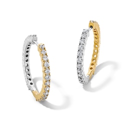 2.50 CT. T.W. Certified Lab-Grown Diamond Double-Sided Reversible Hoop Earrings in 10K Two-Tone Gold (F/SI2)