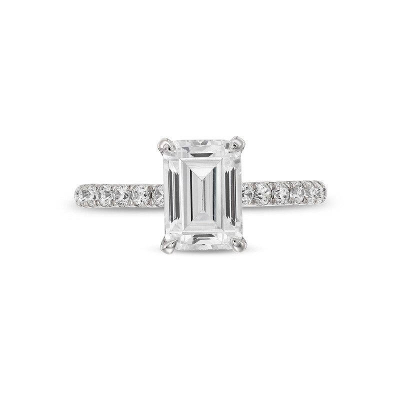 Main Image 4 of Vera Wang Love Collection 2.23 CT. T.W. Emerald-Cut Certified Lab-Grown Diamond Engagement Ring in 14K White Gold