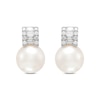 Thumbnail Image 1 of Freshwater Cultured Pearl and 0.18 CT. T.W. Lab-Grown Diamond Stud Earrings in Sterling Silver (F/SI2)