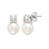 Thumbnail Image 2 of Freshwater Cultured Pearl and 0.18 CT. T.W. Lab-Grown Diamond Stud Earrings in Sterling Silver (F/SI2)