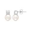 Thumbnail Image 3 of Freshwater Cultured Pearl and 0.18 CT. T.W. Lab-Grown Diamond Stud Earrings in Sterling Silver (F/SI2)