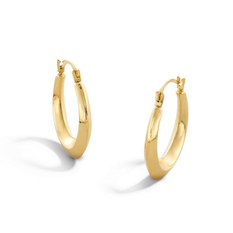 Knife-Edge Hoop Earrings in Hollow 10K Gold