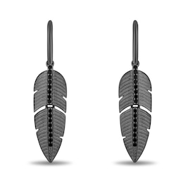 Enchanted Disney Villains Maleficent 0.145 CT. T.W. Black Diamond Feather Dangle Earrings in Black Sterling Silver