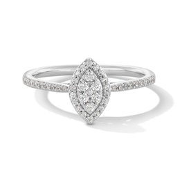 0.25 CT. T.W. Marquise-Shaped Certified Lab-Grown Multi-Diamond Frame Promise Ring in 10K White Gold (F/VS2)