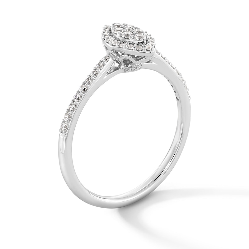 Main Image 2 of 0.25 CT. T.W. Marquise-Shaped Certified Lab-Grown Multi-Diamond Frame Promise Ring in 10K White Gold (F/VS2)