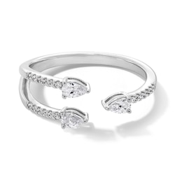 0.30 CT. T.W. Pear-Shaped Certified Lab-Grown Diamond Open Fashion Ring in Sterling Silver (F/SI2)