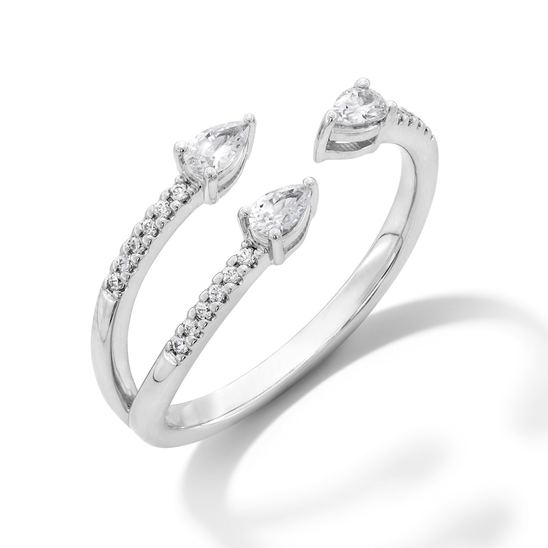 Main Image 2 of 0.30 CT. T.W. Pear-Shaped Certified Lab-Grown Diamond Open Fashion Ring in Sterling Silver (F/SI2)