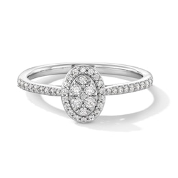 0.25 CT. T.W. Oval-Shaped Certified Lab-Grown Multi-Diamond Frame Promise Ring in 10K White Gold (F/VS2)