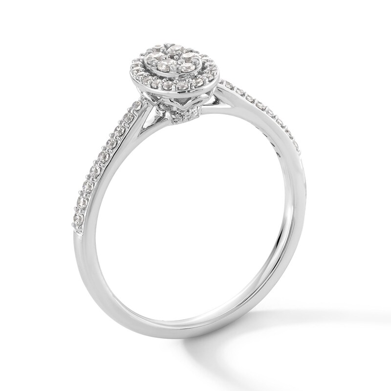 Main Image 2 of 0.25 CT. T.W. Oval-Shaped Certified Lab-Grown Multi-Diamond Frame Promise Ring in 10K White Gold (F/VS2)