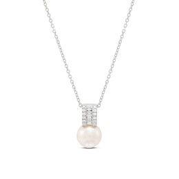 Freshwater Cultured Pearl and 0.14 CT. T.W. Lab-Grown Diamond Pendant in Sterling Silver (F/SI2)