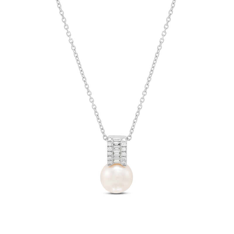 Freshwater Cultured Pearl and 0.14 CT. T.W. Lab-Grown Diamond Pendant in Sterling Silver (F/SI2)