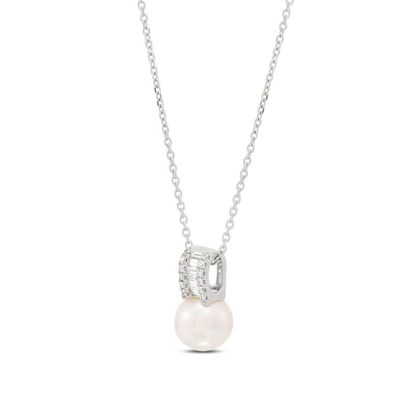 Freshwater Cultured Pearl and 0.14 CT. T.W. Lab-Grown Diamond Pendant in Sterling Silver (F/SI2)